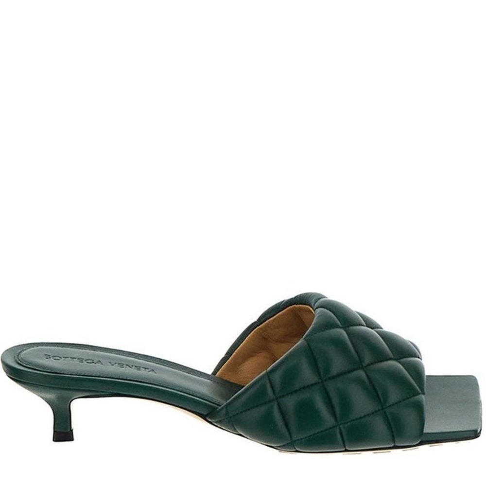 Bottega Veneta Padded Mule Sandals in Pine Green